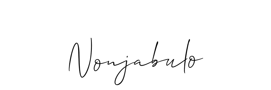 Allison_Script is a professional signature style that is perfect for those who want to add a touch of class to their signature. It is also a great choice for those who want to make their signature more unique. Get Nonjabulo name to fancy signature for free. Nonjabulo signature style 2 images and pictures png