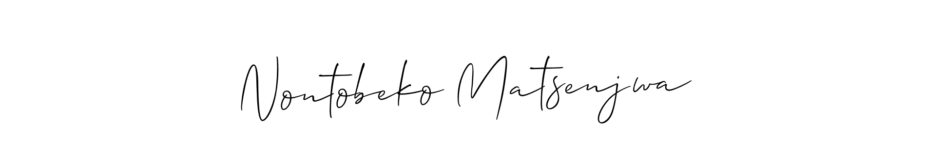 if you are searching for the best signature style for your name Nontobeko Matsenjwa. so please give up your signature search. here we have designed multiple signature styles  using Allison_Script. Nontobeko Matsenjwa signature style 2 images and pictures png