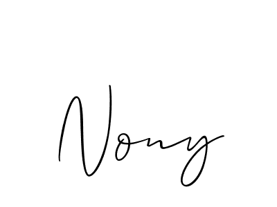 Use a signature maker to create a handwritten signature online. With this signature software, you can design (Allison_Script) your own signature for name Nony. Nony signature style 2 images and pictures png