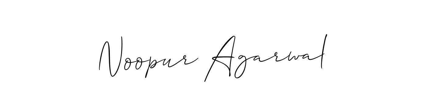 Allison_Script is a professional signature style that is perfect for those who want to add a touch of class to their signature. It is also a great choice for those who want to make their signature more unique. Get Noopur Agarwal name to fancy signature for free. Noopur Agarwal signature style 2 images and pictures png