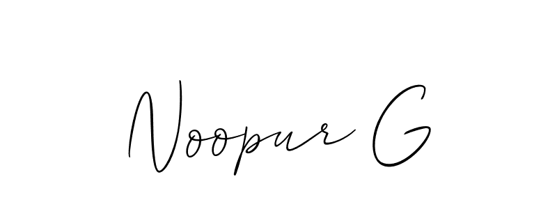 Also You can easily find your signature by using the search form. We will create Noopur G name handwritten signature images for you free of cost using Allison_Script sign style. Noopur G signature style 2 images and pictures png