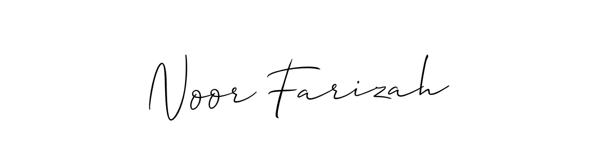 Make a beautiful signature design for name Noor Farizah. With this signature (Allison_Script) style, you can create a handwritten signature for free. Noor Farizah signature style 2 images and pictures png
