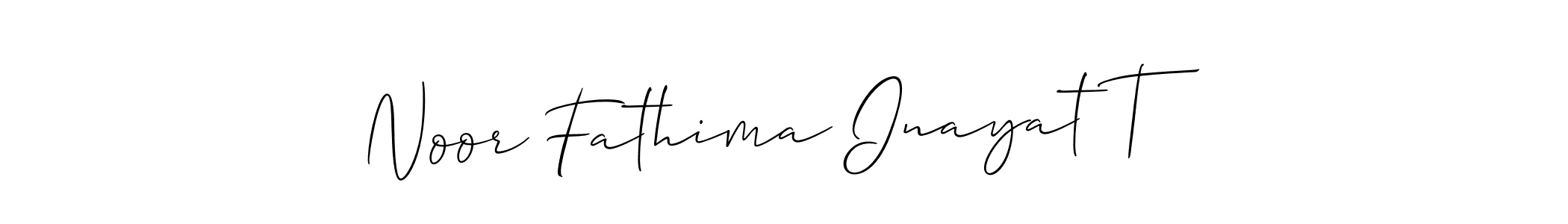 Create a beautiful signature design for name Noor Fathima Inayat T. With this signature (Allison_Script) fonts, you can make a handwritten signature for free. Noor Fathima Inayat T signature style 2 images and pictures png