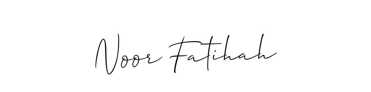 Allison_Script is a professional signature style that is perfect for those who want to add a touch of class to their signature. It is also a great choice for those who want to make their signature more unique. Get Noor Fatihah name to fancy signature for free. Noor Fatihah signature style 2 images and pictures png