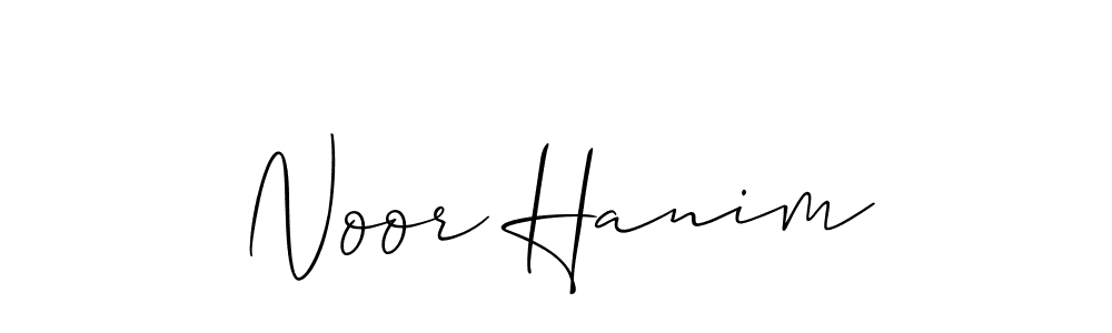 The best way (Allison_Script) to make a short signature is to pick only two or three words in your name. The name Noor Hanim include a total of six letters. For converting this name. Noor Hanim signature style 2 images and pictures png