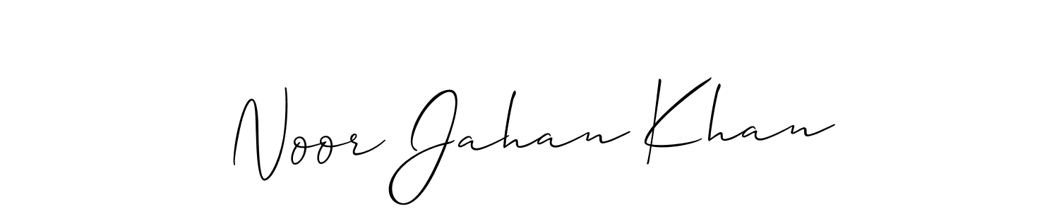 Use a signature maker to create a handwritten signature online. With this signature software, you can design (Allison_Script) your own signature for name Noor Jahan Khan. Noor Jahan Khan signature style 2 images and pictures png