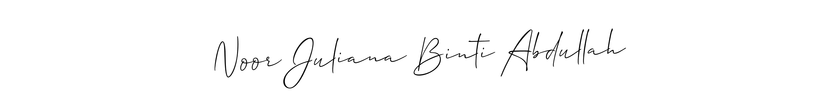 How to make Noor Juliana Binti Abdullah name signature. Use Allison_Script style for creating short signs online. This is the latest handwritten sign. Noor Juliana Binti Abdullah signature style 2 images and pictures png