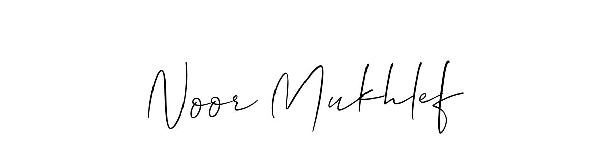 How to make Noor Mukhlef name signature. Use Allison_Script style for creating short signs online. This is the latest handwritten sign. Noor Mukhlef signature style 2 images and pictures png