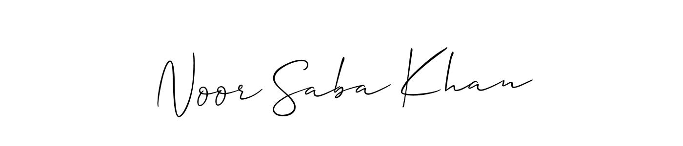 Make a beautiful signature design for name Noor Saba Khan. With this signature (Allison_Script) style, you can create a handwritten signature for free. Noor Saba Khan signature style 2 images and pictures png