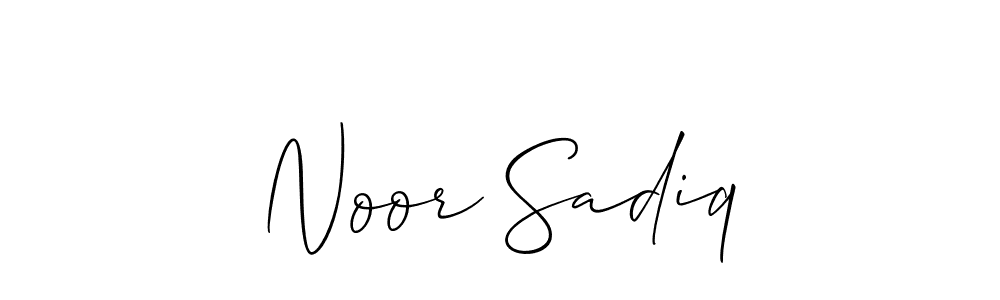 Create a beautiful signature design for name Noor Sadiq. With this signature (Allison_Script) fonts, you can make a handwritten signature for free. Noor Sadiq signature style 2 images and pictures png