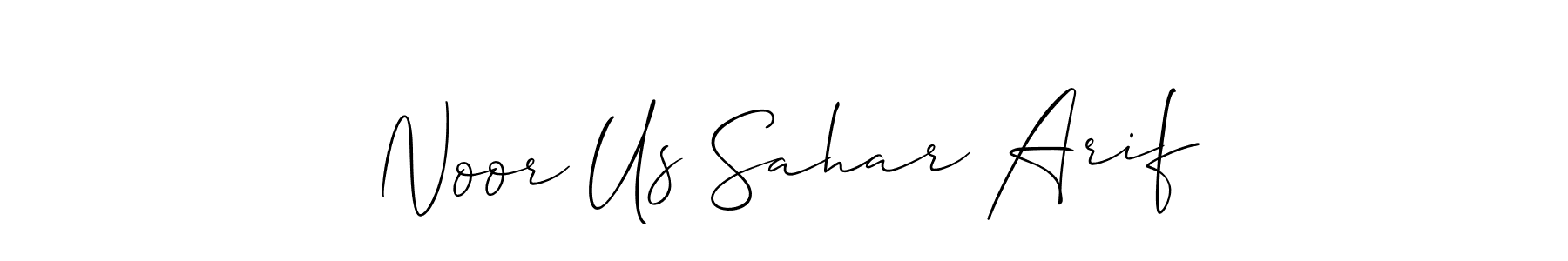 This is the best signature style for the Noor Us Sahar Arif name. Also you like these signature font (Allison_Script). Mix name signature. Noor Us Sahar Arif signature style 2 images and pictures png