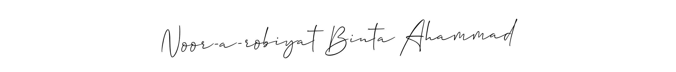 Similarly Allison_Script is the best handwritten signature design. Signature creator online .You can use it as an online autograph creator for name Noor-a-robiyat Binta Ahammad. Noor-a-robiyat Binta Ahammad signature style 2 images and pictures png
