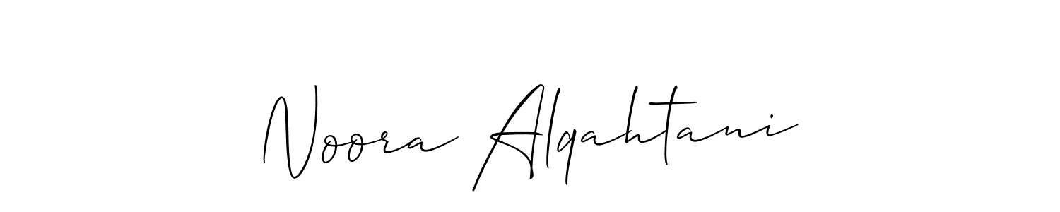The best way (Allison_Script) to make a short signature is to pick only two or three words in your name. The name Noora Alqahtani include a total of six letters. For converting this name. Noora Alqahtani signature style 2 images and pictures png