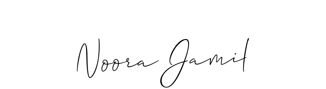 The best way (Allison_Script) to make a short signature is to pick only two or three words in your name. The name Noora Jamil include a total of six letters. For converting this name. Noora Jamil signature style 2 images and pictures png