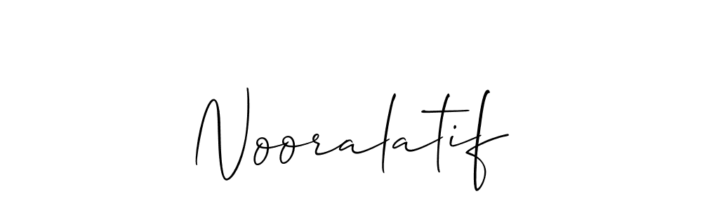 Use a signature maker to create a handwritten signature online. With this signature software, you can design (Allison_Script) your own signature for name Nooralatif. Nooralatif signature style 2 images and pictures png
