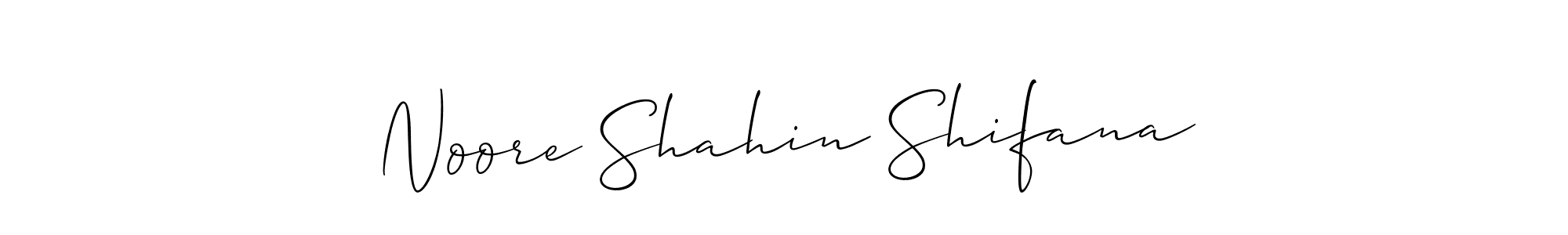 The best way (Allison_Script) to make a short signature is to pick only two or three words in your name. The name Noore Shahin Shifana include a total of six letters. For converting this name. Noore Shahin Shifana signature style 2 images and pictures png