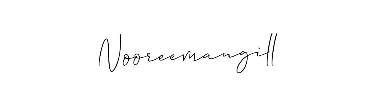 Design your own signature with our free online signature maker. With this signature software, you can create a handwritten (Allison_Script) signature for name Nooreemangill. Nooreemangill signature style 2 images and pictures png