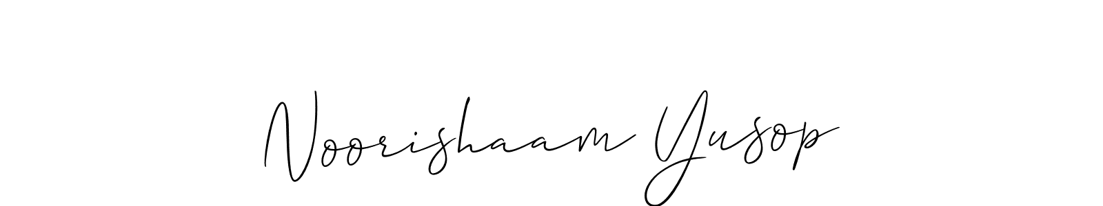 Create a beautiful signature design for name Noorishaam Yusop. With this signature (Allison_Script) fonts, you can make a handwritten signature for free. Noorishaam Yusop signature style 2 images and pictures png