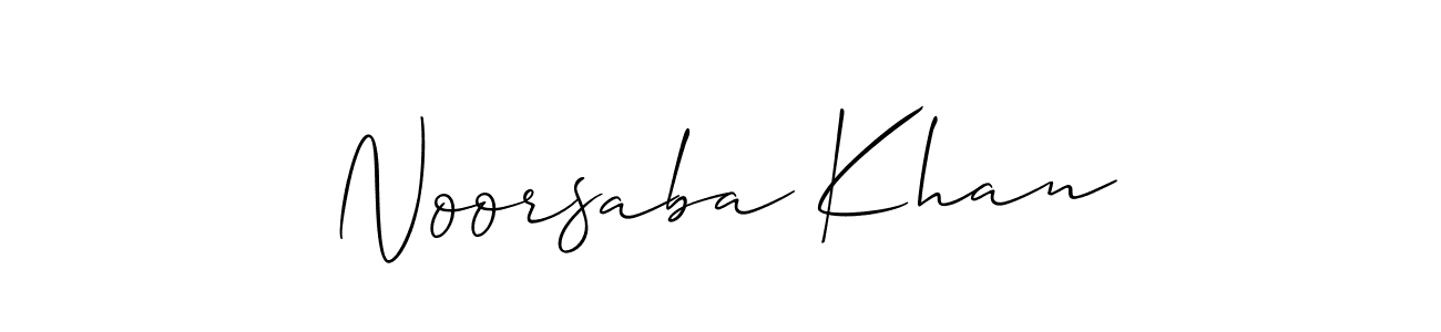 How to make Noorsaba Khan name signature. Use Allison_Script style for creating short signs online. This is the latest handwritten sign. Noorsaba Khan signature style 2 images and pictures png