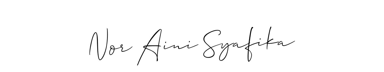 Make a short Nor Aini Syafika signature style. Manage your documents anywhere anytime using Allison_Script. Create and add eSignatures, submit forms, share and send files easily. Nor Aini Syafika signature style 2 images and pictures png