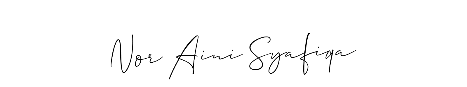 Similarly Allison_Script is the best handwritten signature design. Signature creator online .You can use it as an online autograph creator for name Nor Aini Syafiqa. Nor Aini Syafiqa signature style 2 images and pictures png