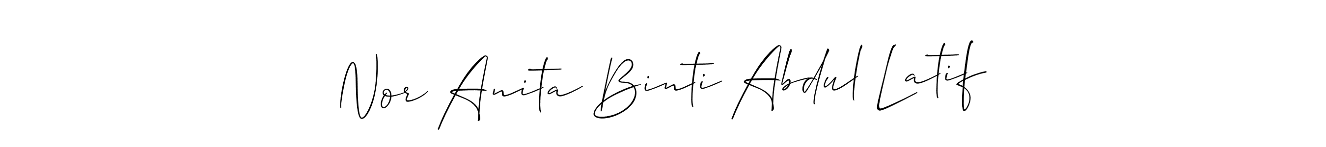 Similarly Allison_Script is the best handwritten signature design. Signature creator online .You can use it as an online autograph creator for name Nor Anita Binti Abdul Latif. Nor Anita Binti Abdul Latif signature style 2 images and pictures png