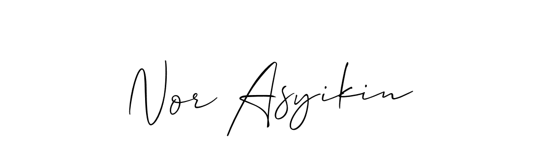 Also You can easily find your signature by using the search form. We will create Nor Asyikin name handwritten signature images for you free of cost using Allison_Script sign style. Nor Asyikin signature style 2 images and pictures png