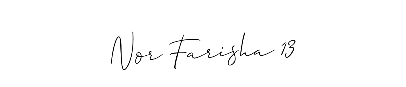 Make a beautiful signature design for name Nor Farisha 13. With this signature (Allison_Script) style, you can create a handwritten signature for free. Nor Farisha 13 signature style 2 images and pictures png