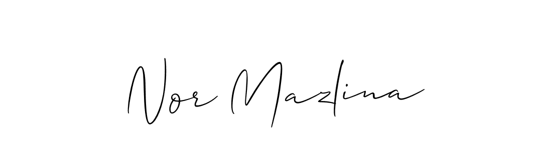 Allison_Script is a professional signature style that is perfect for those who want to add a touch of class to their signature. It is also a great choice for those who want to make their signature more unique. Get Nor Mazlina name to fancy signature for free. Nor Mazlina signature style 2 images and pictures png