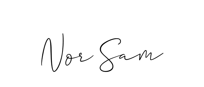 How to make Nor Sam name signature. Use Allison_Script style for creating short signs online. This is the latest handwritten sign. Nor Sam signature style 2 images and pictures png