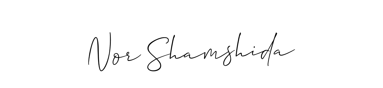 Design your own signature with our free online signature maker. With this signature software, you can create a handwritten (Allison_Script) signature for name Nor Shamshida. Nor Shamshida signature style 2 images and pictures png