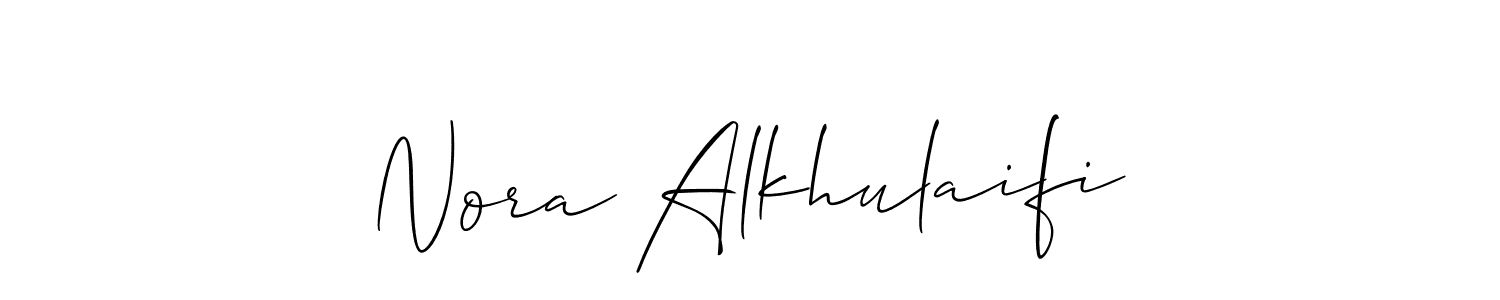 It looks lik you need a new signature style for name Nora Alkhulaifi. Design unique handwritten (Allison_Script) signature with our free signature maker in just a few clicks. Nora Alkhulaifi signature style 2 images and pictures png