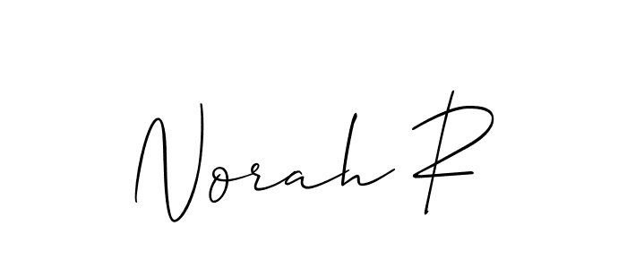 You should practise on your own different ways (Allison_Script) to write your name (Norah R) in signature. don't let someone else do it for you. Norah R signature style 2 images and pictures png