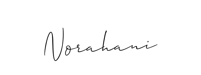 The best way (Allison_Script) to make a short signature is to pick only two or three words in your name. The name Norahani include a total of six letters. For converting this name. Norahani signature style 2 images and pictures png