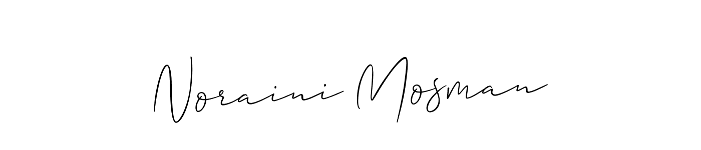 Make a short Noraini Mosman signature style. Manage your documents anywhere anytime using Allison_Script. Create and add eSignatures, submit forms, share and send files easily. Noraini Mosman signature style 2 images and pictures png