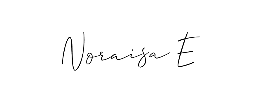 The best way (Allison_Script) to make a short signature is to pick only two or three words in your name. The name Noraisa E include a total of six letters. For converting this name. Noraisa E signature style 2 images and pictures png