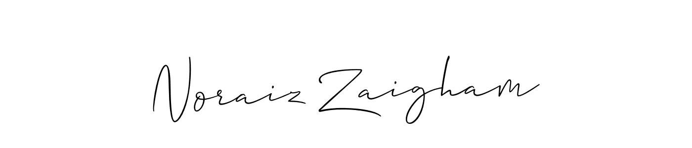 You should practise on your own different ways (Allison_Script) to write your name (Noraiz Zaigham) in signature. don't let someone else do it for you. Noraiz Zaigham signature style 2 images and pictures png