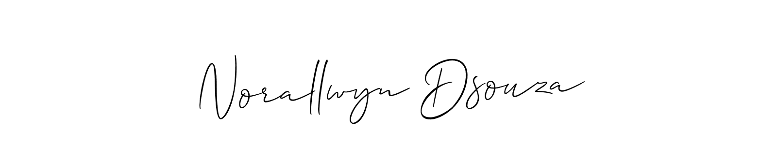 Create a beautiful signature design for name Norallwyn Dsouza. With this signature (Allison_Script) fonts, you can make a handwritten signature for free. Norallwyn Dsouza signature style 2 images and pictures png