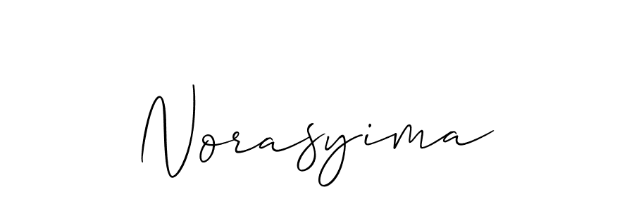 Make a beautiful signature design for name Norasyima. With this signature (Allison_Script) style, you can create a handwritten signature for free. Norasyima signature style 2 images and pictures png