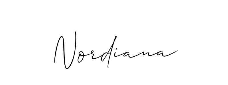 Nordiana stylish signature style. Best Handwritten Sign (Allison_Script) for my name. Handwritten Signature Collection Ideas for my name Nordiana. Nordiana signature style 2 images and pictures png