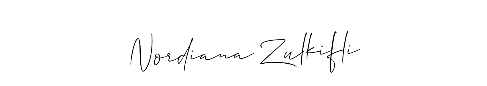 Similarly Allison_Script is the best handwritten signature design. Signature creator online .You can use it as an online autograph creator for name Nordiana Zulkifli. Nordiana Zulkifli signature style 2 images and pictures png