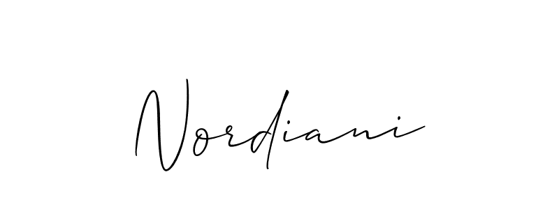 Create a beautiful signature design for name Nordiani. With this signature (Allison_Script) fonts, you can make a handwritten signature for free. Nordiani signature style 2 images and pictures png