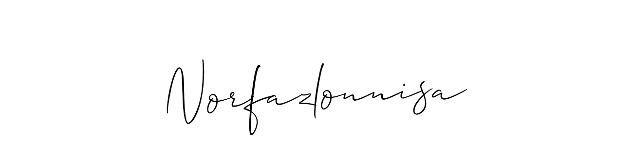 if you are searching for the best signature style for your name Norfazlonnisa. so please give up your signature search. here we have designed multiple signature styles  using Allison_Script. Norfazlonnisa signature style 2 images and pictures png