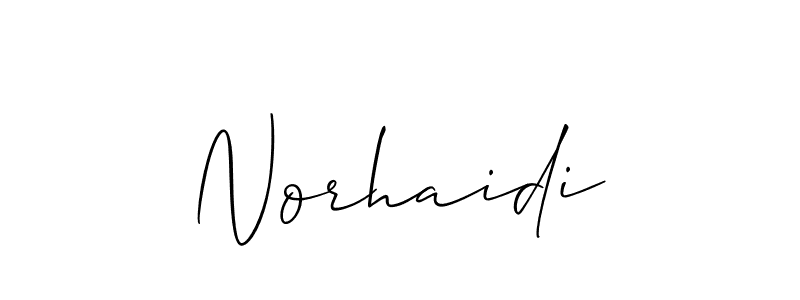 How to make Norhaidi name signature. Use Allison_Script style for creating short signs online. This is the latest handwritten sign. Norhaidi signature style 2 images and pictures png