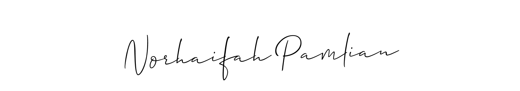 How to make Norhaifah Pamlian signature? Allison_Script is a professional autograph style. Create handwritten signature for Norhaifah Pamlian name. Norhaifah Pamlian signature style 2 images and pictures png