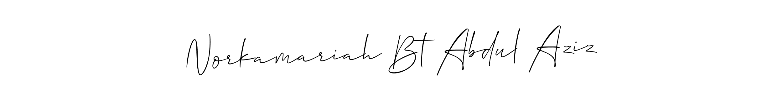 This is the best signature style for the Norkamariah Bt Abdul Aziz name. Also you like these signature font (Allison_Script). Mix name signature. Norkamariah Bt Abdul Aziz signature style 2 images and pictures png