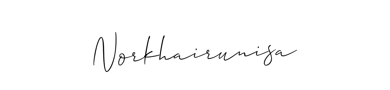 How to Draw Norkhairunisa signature style? Allison_Script is a latest design signature styles for name Norkhairunisa. Norkhairunisa signature style 2 images and pictures png