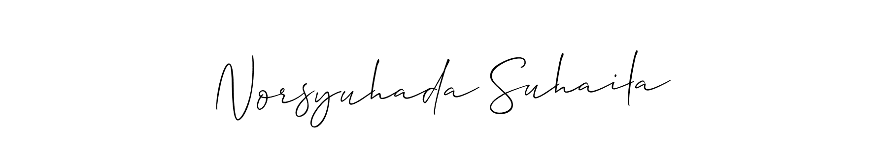 Design your own signature with our free online signature maker. With this signature software, you can create a handwritten (Allison_Script) signature for name Norsyuhada Suhaila. Norsyuhada Suhaila signature style 2 images and pictures png