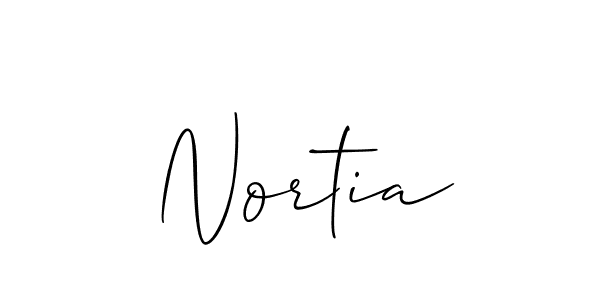 Design your own signature with our free online signature maker. With this signature software, you can create a handwritten (Allison_Script) signature for name Nortia. Nortia signature style 2 images and pictures png