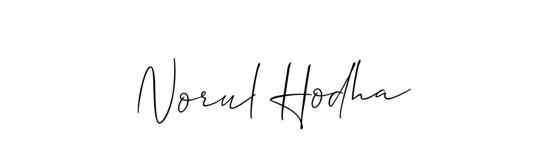 You should practise on your own different ways (Allison_Script) to write your name (Norul Hodha) in signature. don't let someone else do it for you. Norul Hodha signature style 2 images and pictures png
